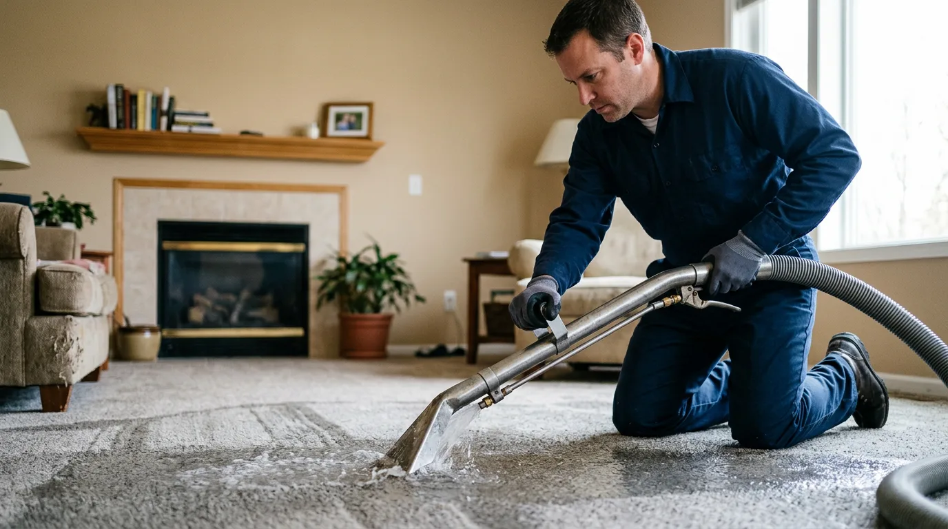 Water damage restoration technician working near Broadalbin, NY